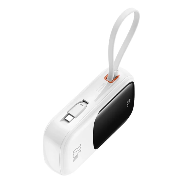 Външна Батерия Baseus Qpow Pro+ 20000mAh
22.5W powerbank with built-in
USB-C cable and display - white - Image 3