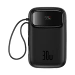 Външна Батерия от Baseus QPow 2
30W 10000mAh Power Bank with
 Built-in USB-C Cables - Black