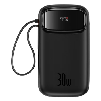 Външна Батерия Baseus QPow 220000mAh 30W Power Bank with 2Built-in USB-C Cables - Black