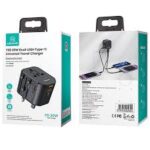 Зарядно USAMS Adapter siec 2xUSB+1xUSB-C T59 20W 4w1 US/AU/EU/UK black CC179TC01 (US-CC179)
Universal Travel Charger - Image 4