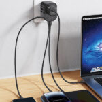 Зарядно USAMS Adapter siec 2xUSB+1xUSB-C T59 20W 4w1 US/AU/EU/UK black CC179TC01 (US-CC179)
Universal Travel Charger - Image 5