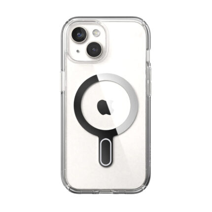 Калъф от Speck iPhone 15, 13, 14, iPhone 16e PRESIDIO CLR +CL CLEAR/CLEAR/CHROME FINISH/SERENE SILVER