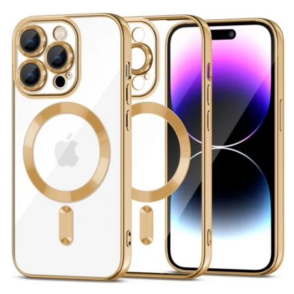 Калъф от Tech-Protect MagShine Line
MagSafe case за iPhone 15 Pro
Max - gold