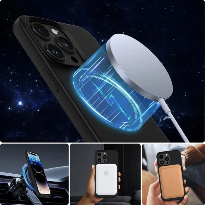 Калъф от Tech-Protect
 Silicone MagSafe iPhone 15 Case -
Matte Black - Image 2