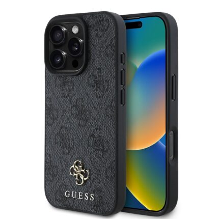 Калъф от Guess PU 4G Small Metal Logo MagSafe Case за iPhone 16 Pro Grey