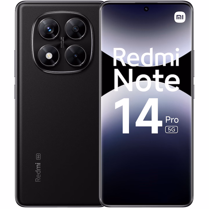 Xioami-redmi-note-14-pro-black.avif Смартфон Xiaomi Redmi Note 14 Pro 5G Dual Sim 8GB RAM 256GB - Midnight Black - Image 1