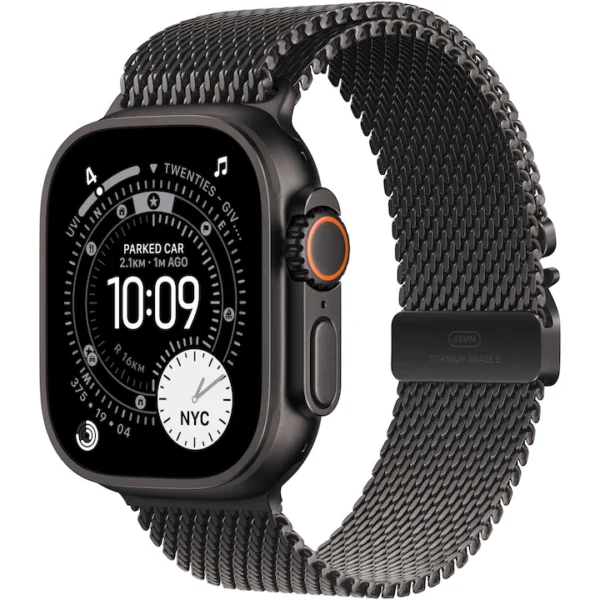 Apple Watch Ultra 3 GPS + Cellular 49mm Black Titanium Case with Black Titanium Milanese Loop - Large