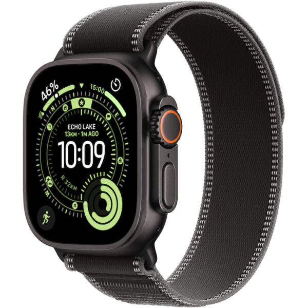 Apple Watch Ultra 3 GPS + Cellular 49mm Black Titanium Case with Black/Charcoal Trail Loop - M/L