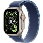 Apple Watch Ultra 3 GPS + Cellular 49mm Natural Titanium Case with Blue/Bright Blue Trail Loop - S/M