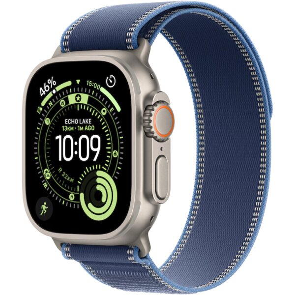 Apple Watch Ultra 3 GPS + Cellular 49mm Natural Titanium Case with Blue/Bright Blue Trail Loop - S/M