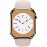 Apple Watch Series 8 GPS + Cellular 45mm Gold Stainless Steel Case with Starlight Sport Band - Regular - Image 2