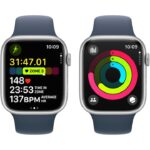 APPLE Watch SERIES 9 GPS + Cellular, 41mm Silver Aluminium Case with Storm Blue Sport Band - S/M - Image 3