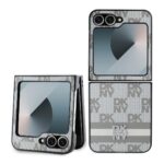 Калъф от 
DKNY PU Leather Checkered Pattern and Stripe Case за Samsung Galaxy Z Flip 6/7 FE Beige