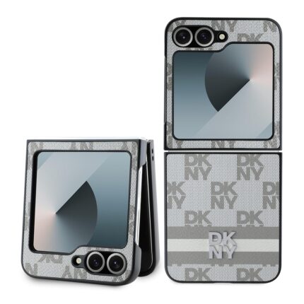 Калъф от 
DKNY PU Leather Checkered Pattern and Stripe Case за Samsung Galaxy Z Flip 6/7 FE Beige