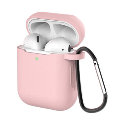 Калъф от AirPods 2 / AirPods 1
silicone soft case for
headphones + keychain
carabiner pendant pink
case D
