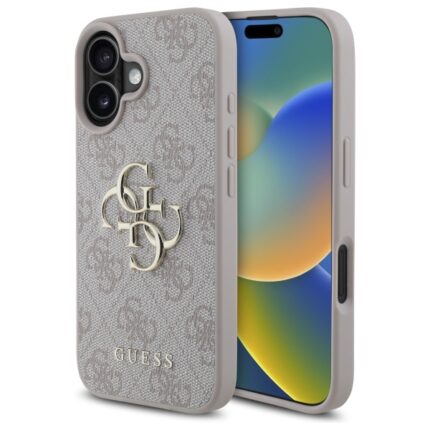 Калъф от Guess PU 4G Metal Logo Case за iPhone 16 Pink