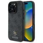 Калъф от Guess PU 4G Small Metal Logo MagSafe Case за iPhone 16 Pro Grey
