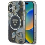 Калъф от Guess IML Glitter Magnolia and Triangle Logo MagSafe Case for iPhone 16 Black