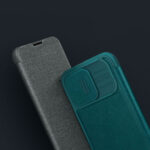 Калъф от Nillkin Qin Cloth Pro Case Case for iPhone 14 Pro Max Camera Cover Holster Cover Flip Case Blue - Image 15