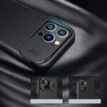 Калъф от Nillkin Qin Cloth Pro Case Case for iPhone 14 Pro Max Camera Cover Holster Cover Flip Case Blue - Image 9