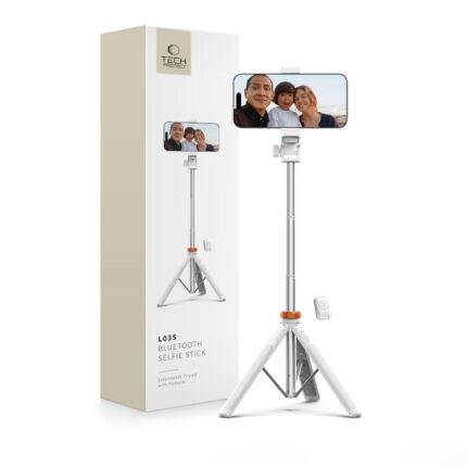 Селфи стик Tech-Protect L03S Bluetooth selfie stick with remote control, tripod up to 148cm and 180 head - white