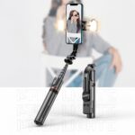 Селфи стик Tech-Protect L05S Bluetooth Selfie Stick with Tripod up to 105cm with LED Light - Black - Image 8