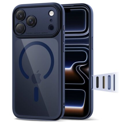 Калъф от Tech-Protect Magpeak Magsafe CC Case for iPhone 17 Pro Max - Clear Navy Blue