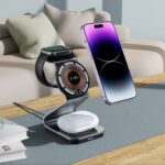 Зарядна станция от Tech-Protect QI15W-A29 3-in-1 Inductive Charger with MagSafe for Smartphone / Apple Watch / AirPods - Black - Image 6