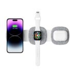 Зарядно от Tech-Protect QI15W-A32 3-in-1 Inductive Charger with MagSafe for Smartphone / Apple Watch / AirPods - Gray - Image 3