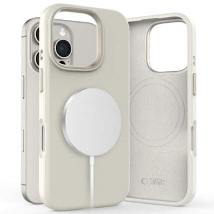 Калъф от Tech-Protect Silicone PU MagSafe
 за iPhone 16 Pro Case - Beige