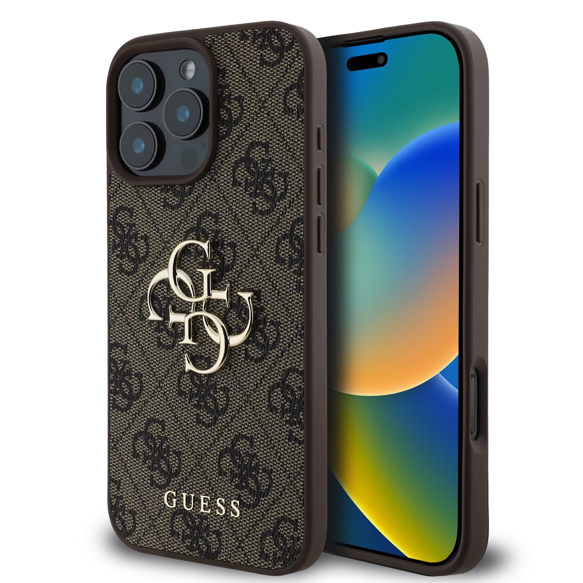 guess-pu-4g-metal-logo-zadni-kryt-pro-iphone-16-pro-brown_ie13137131.jpg Калъф от Guess PU 4G Metal Logo Case за iPhone 16 Pro Brown - Image 1