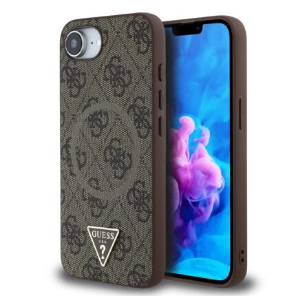 Калъф от 
Guess PU 4G Strass Triangle Metal Logo Case за iPhone 16e Brown