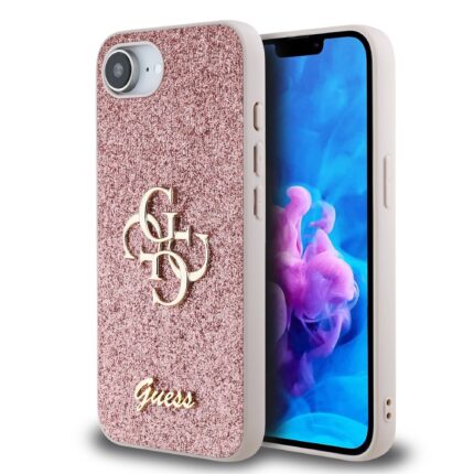 Калъф от 
Guess PU Fixed Glitter 4G Metal Logo Case за iPhone 16e Pink