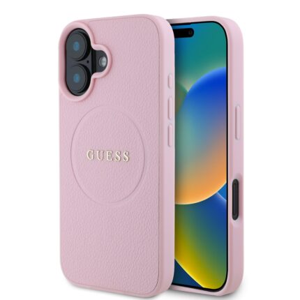 Калъф от Guess PU Grained Classic Logo MagSafe Case for iPhone 16 Pink