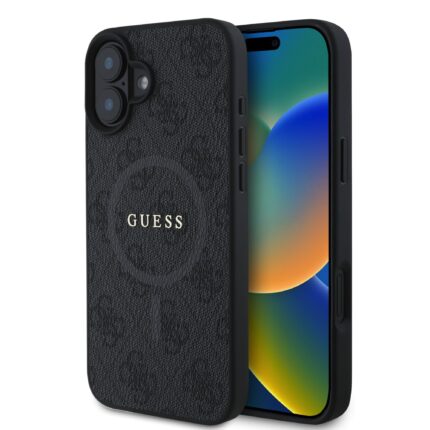 Калъф от Guess PU Leather 4G Colored Ring MagSafe Case за iPhone 16 Black