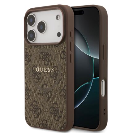 Калъф от 
Guess PU Leather 4G Colored Ring MagSafe Case for iPhone 17 Pro Brown