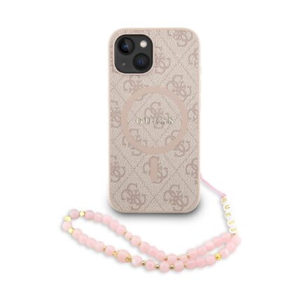 Калъф от Guess PU Leather 4G Colored Ring Strap MagSafe Case за iPhone 14 Pink