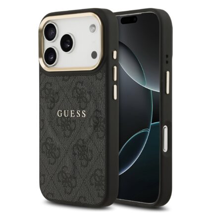 Калъф от 
Guess PU Leather 4G Gold Frame MagSafe Case for iPhone 17 Pro Black
