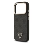 Калъф от Guess PU Leather 4G Strass Triangle Logo Gold Frame MagSafe Case for iPhone 17 Pro Black - Image 5