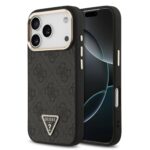 Калъф от Guess PU Leather 4G Strass Triangle Logo Gold Frame MagSafe Case for iPhone 17 Pro Black