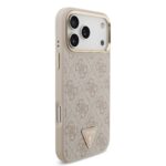 Калъф от 
Guess PU Leather 4G Strass Triangle Logo Gold Frame MagSafe Case за iPhone 17 Pro Max Pink - Image 4