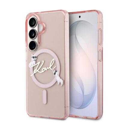 Калъф от 
Karl Lagerfeld IML Choupette Karl Script Logo Magnetic Case за iPhone Samsung Galaxy S26 Pink
