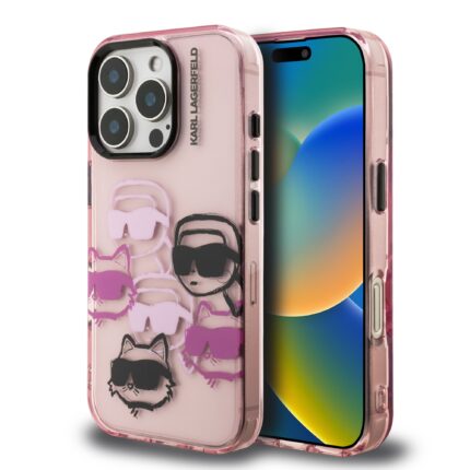 Калъф от Karl Lagerfeld IML Multi K&CH Heads Case за iPhone 16 Pro Pink