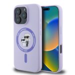 Калъф от 
Karl Lagerfeld Liquid Silicone Karl and Choupette MagSafe за iPhone 16 Pro Purple