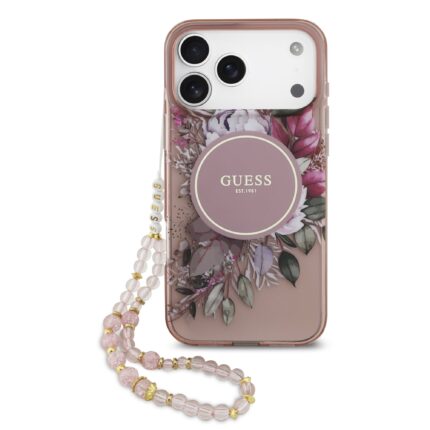 Калъф от Guess IML Flowers Strap MagSafe Case for iPhone 17 Pro Max Pink