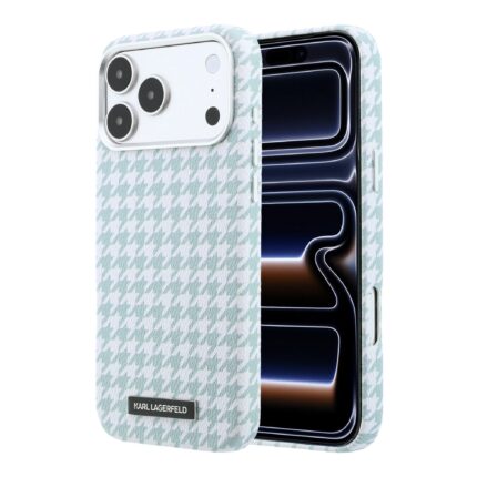 Калъф от Karl Lagerfeld PU Houndstooth Resin Plate MagSafe Case for iPhone 17 Pro Max Blue
